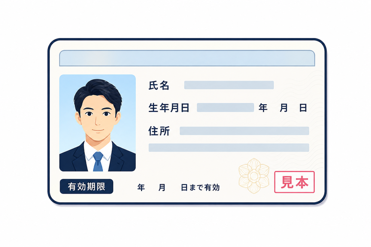 顔写真付き本人確認書類のイメージ（見本）
